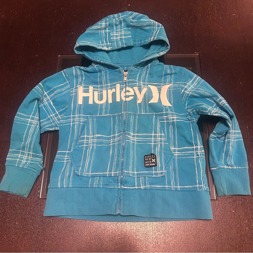 Hurley Board Sporty Casual Full Zip Blue & White Hoodie Size 5